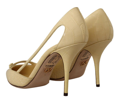 Gelbe exotische Leder-Pumps mit Stiletto-Absatz