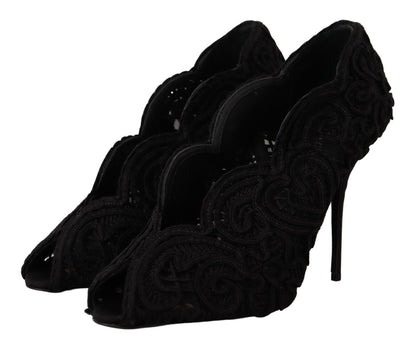 Dolce &amp; Gabbana Elegante schwarze Stilettos aus Spitze