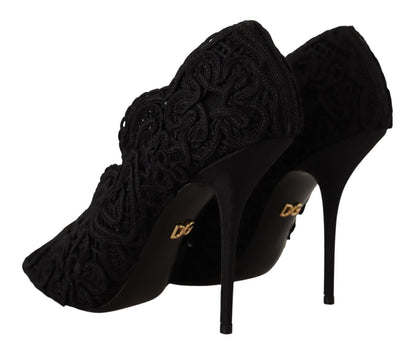 Dolce &amp; Gabbana Elegante schwarze Stilettos aus Spitze