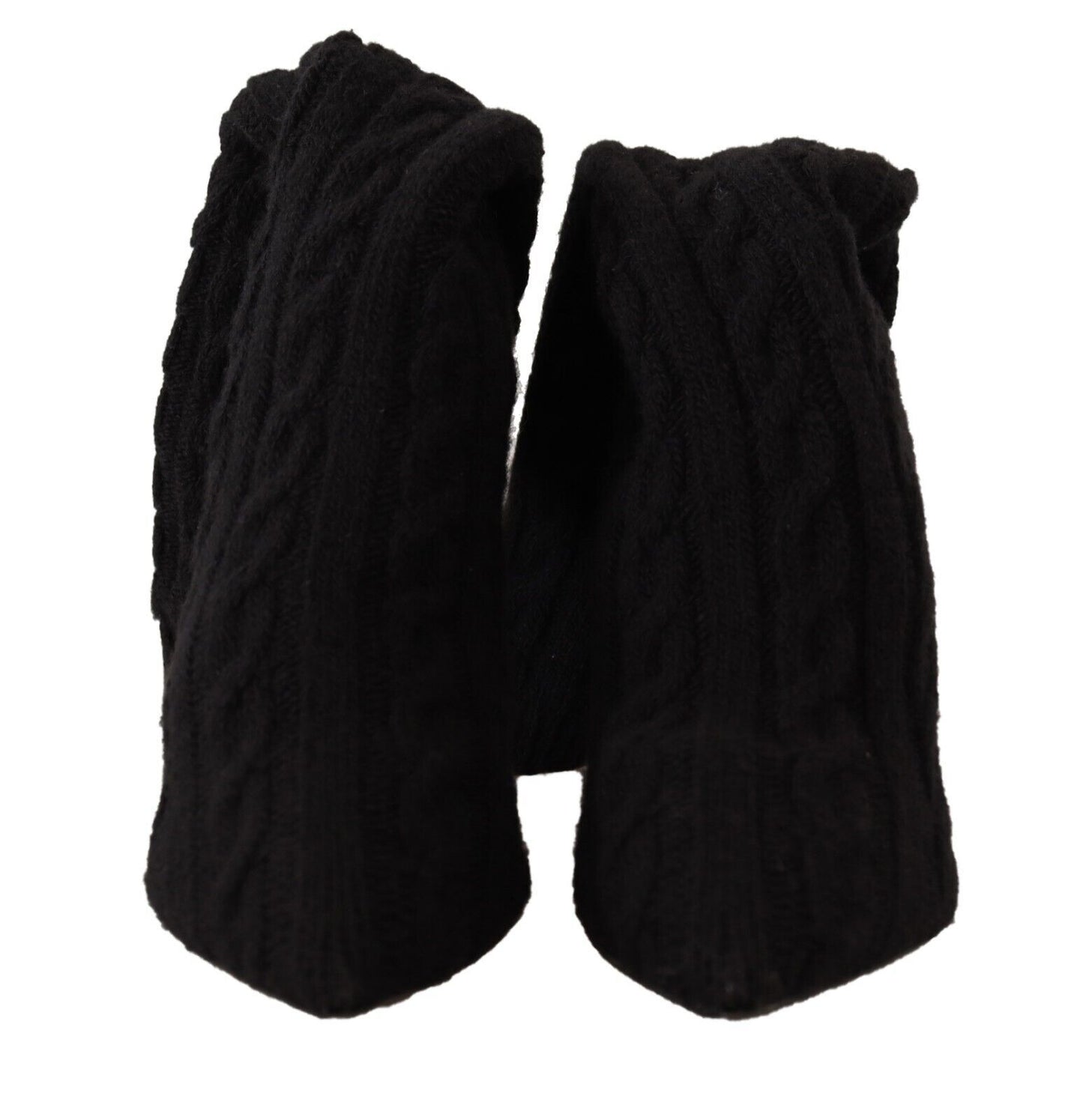 Schwarze Stretch-Socken, kniehohe Stiefeletten