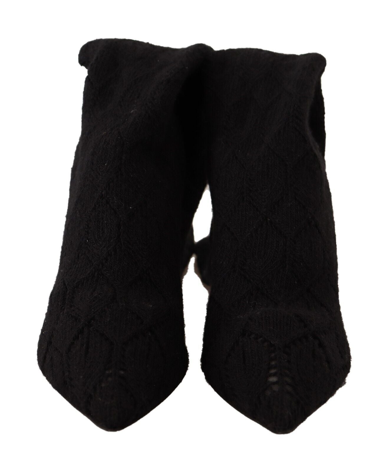 Schwarze Stretch-Socken, kniehohe Stiefeletten