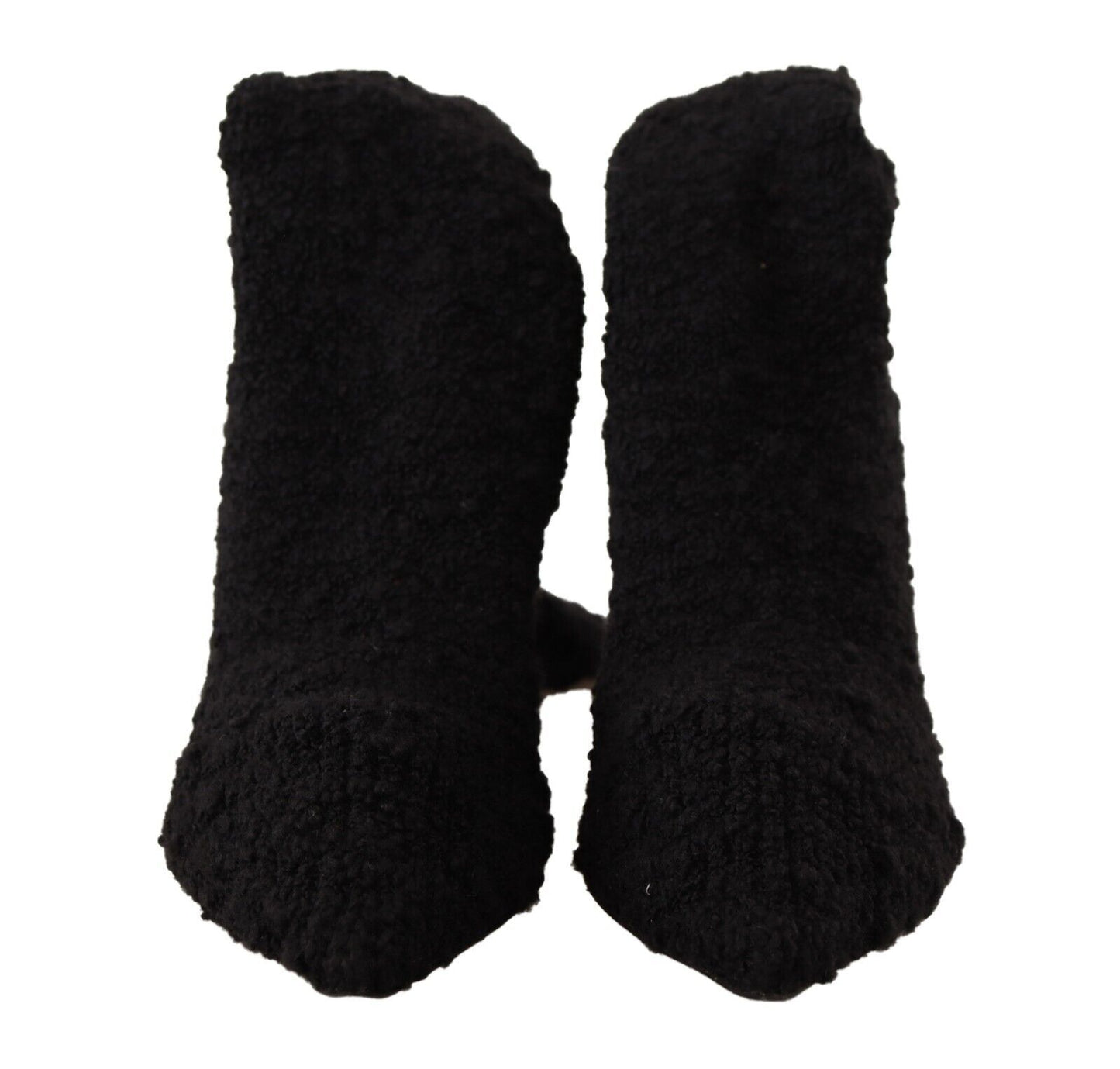 Schwarze Stretch-Socken, kniehohe Stiefeletten