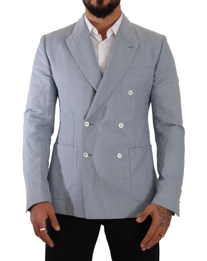 Giacca da giacca slim fit in lino di cotone blu