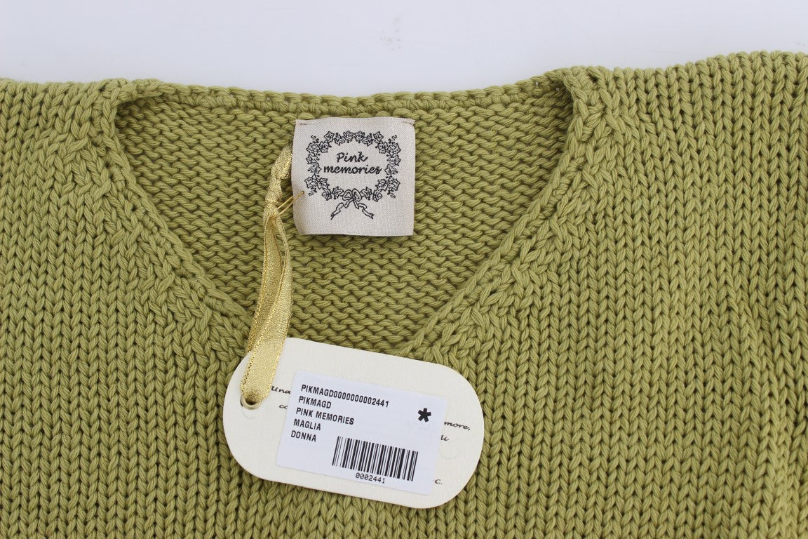 Maglione senza maniche lavorato a maglia in misto cotone verde