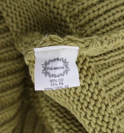 Grüner, ärmelloser Strickpullover aus Baumwollmischung