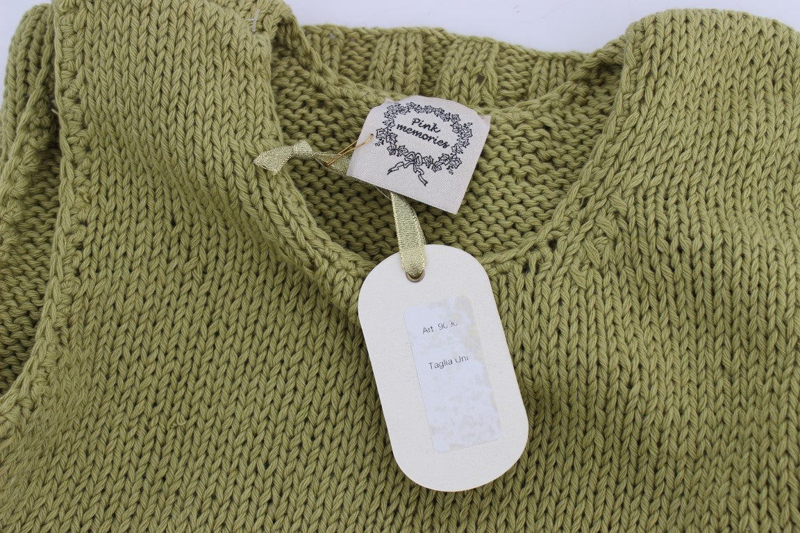 Pull sans manches tricoté en coton mélangé vert