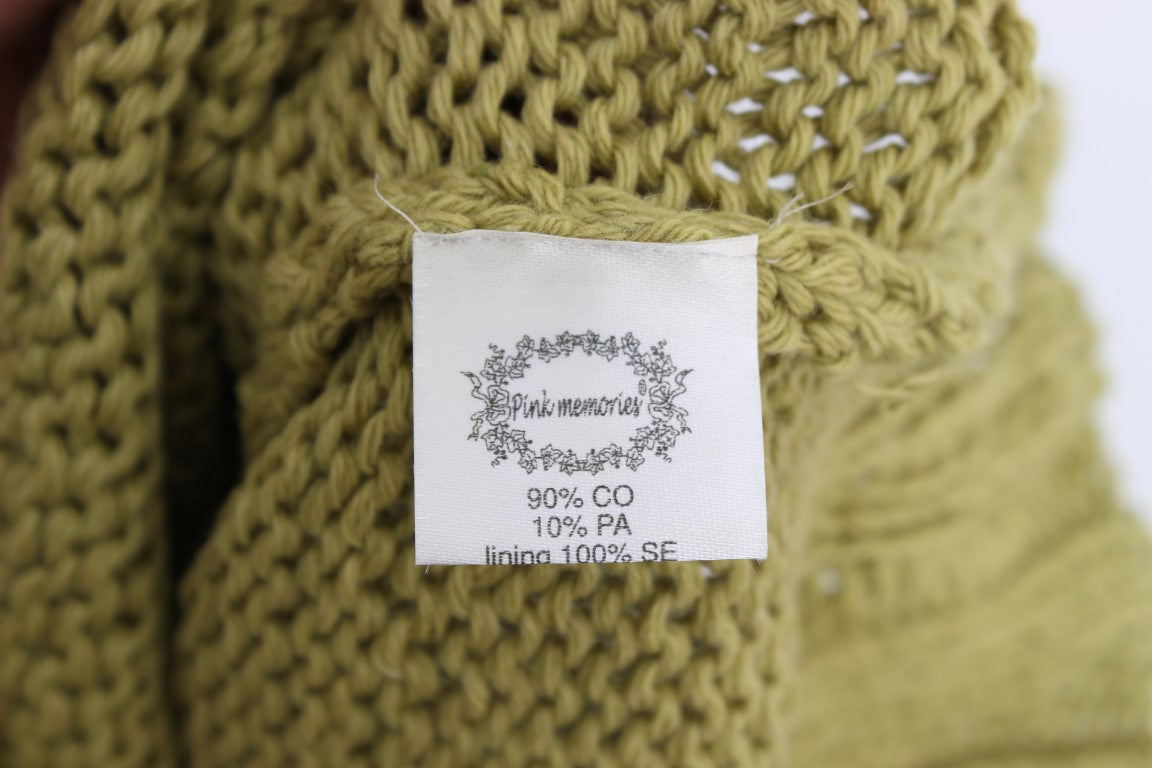 Grüner, ärmelloser Strickpullover aus Baumwollmischung