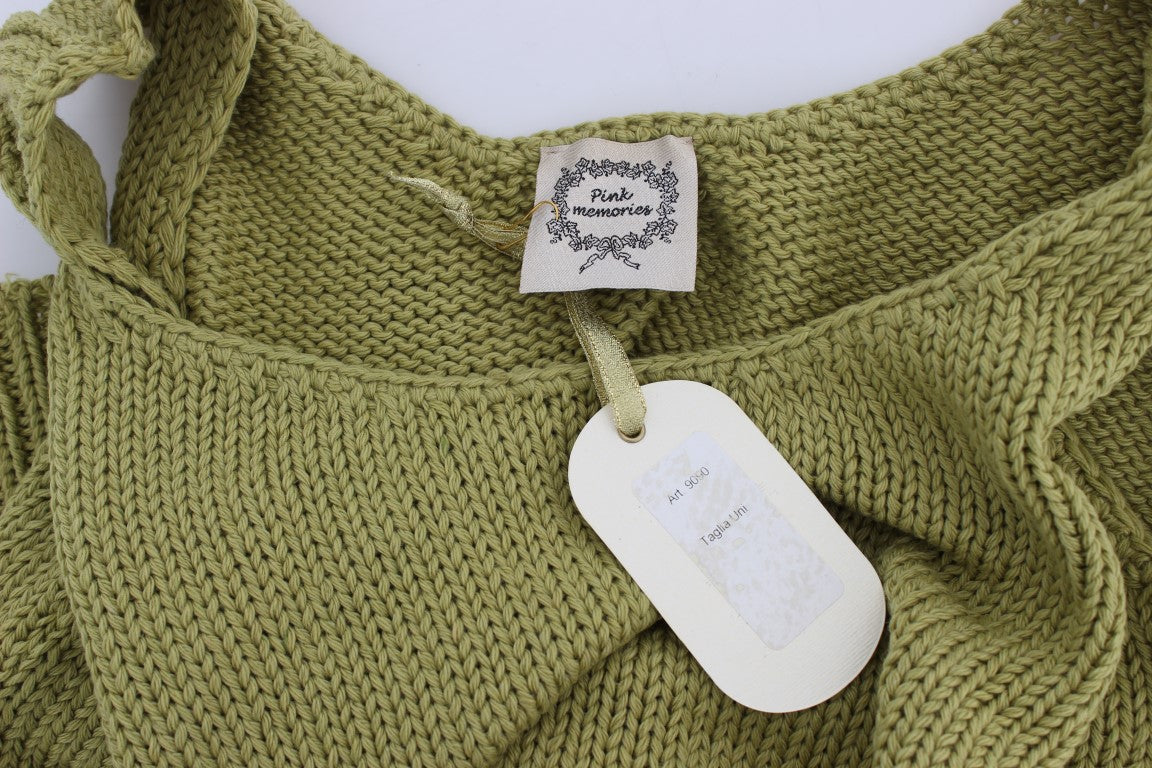 Maglione senza maniche lavorato a maglia in misto cotone verde