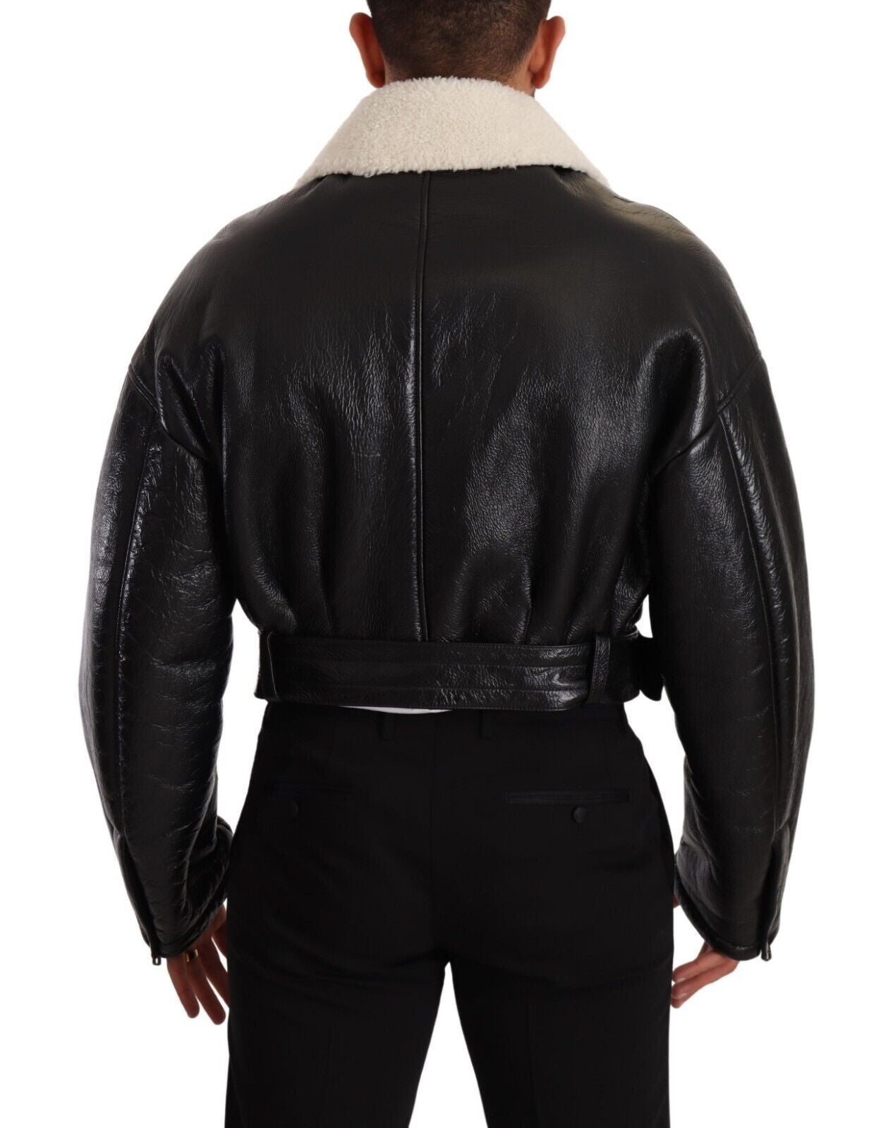 Dolce &amp; Gabbana Elegante Shearling-Bikerjacke