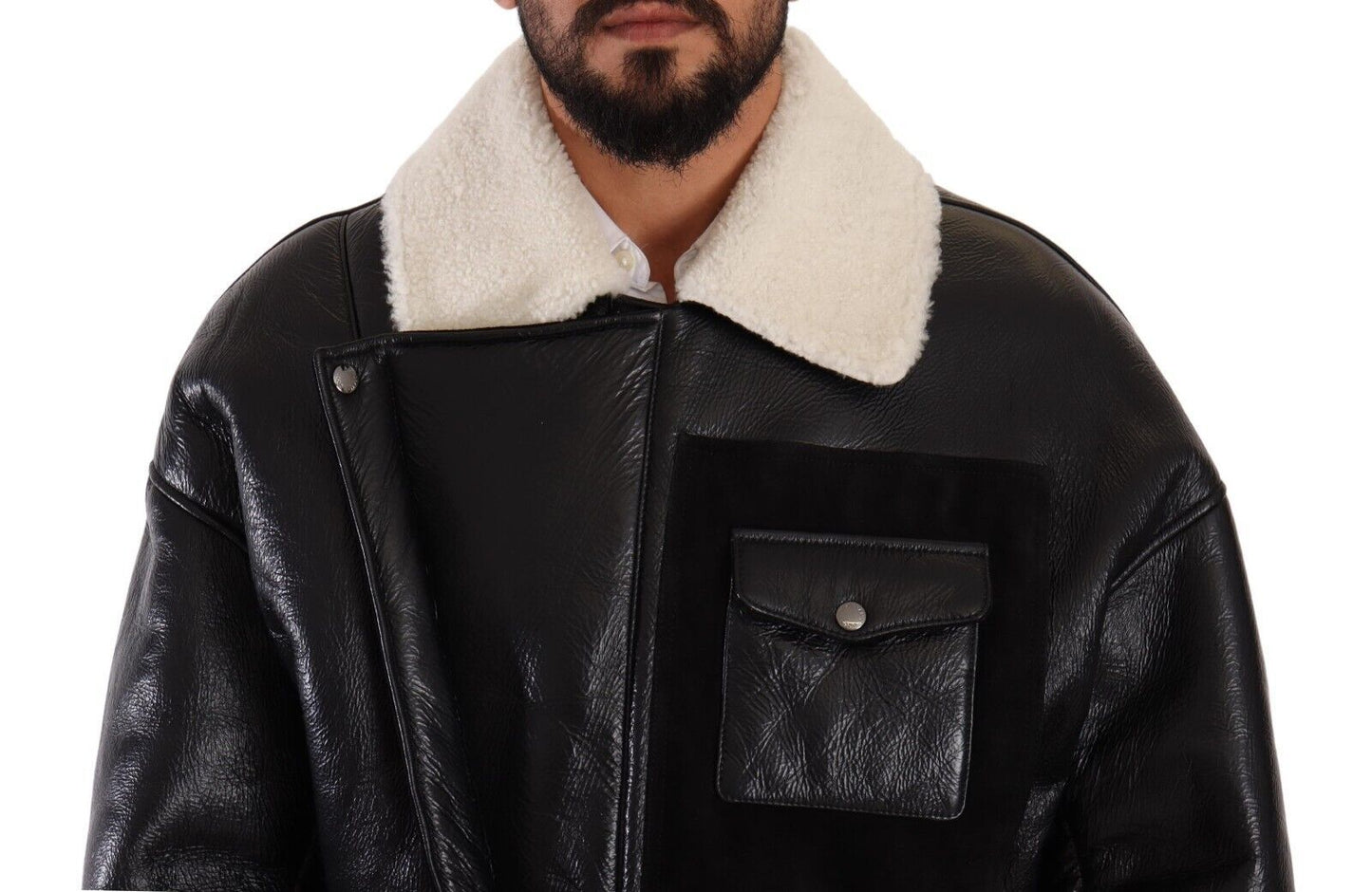 Dolce &amp; Gabbana Elegante Shearling-Bikerjacke