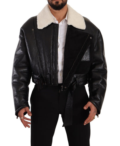 Dolce &amp; Gabbana Elegante Shearling-Bikerjacke