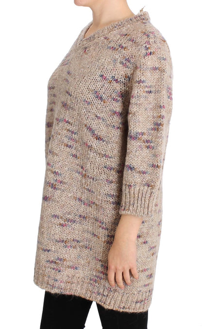 Maglione oversize lavorato a maglia in misto lana beige