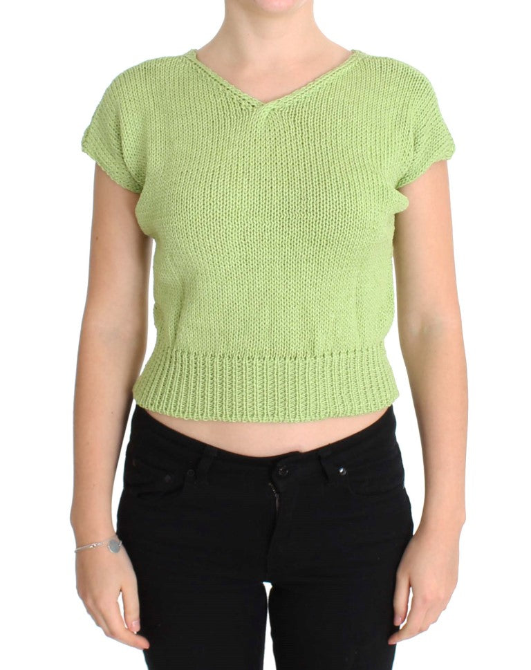 Pull tricoté en coton mélangé vert