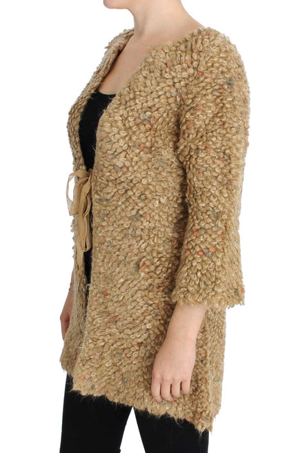 Pull cape en laine mélangée beige