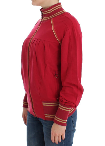 Maglione felpa con cardigan con zip finta rosa