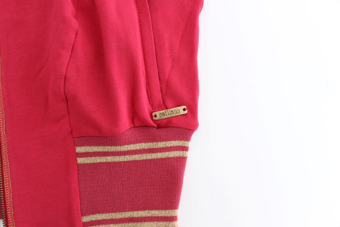 Rosafarbener Cardigan-Sweatshirt-Pullover mit Stehkragen