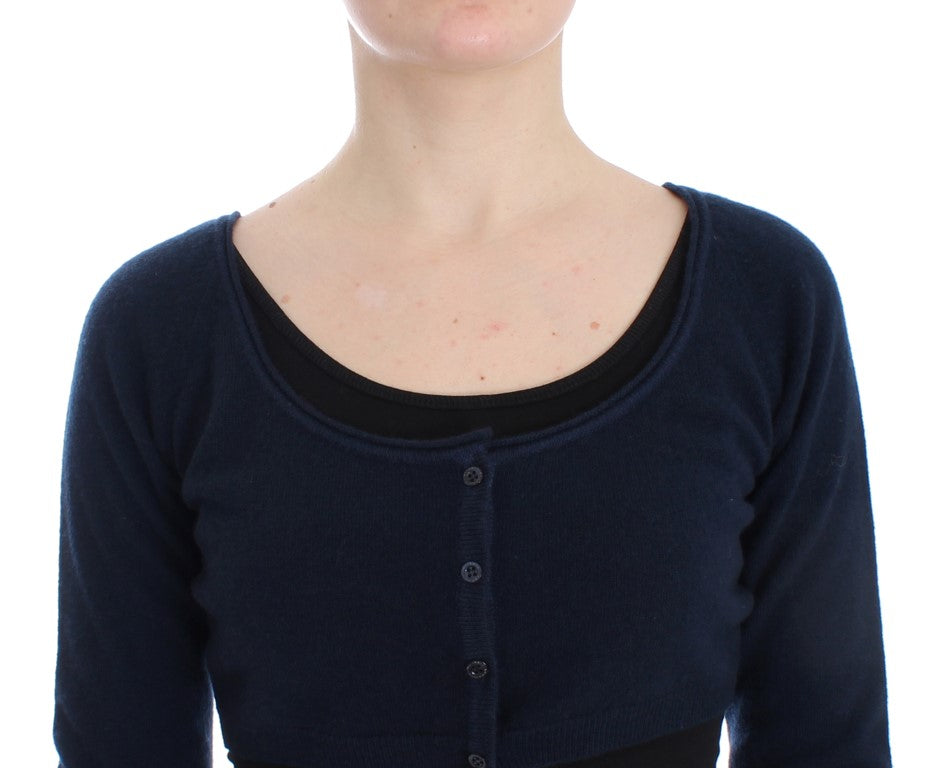 Pull cardigan en cachemire bleu