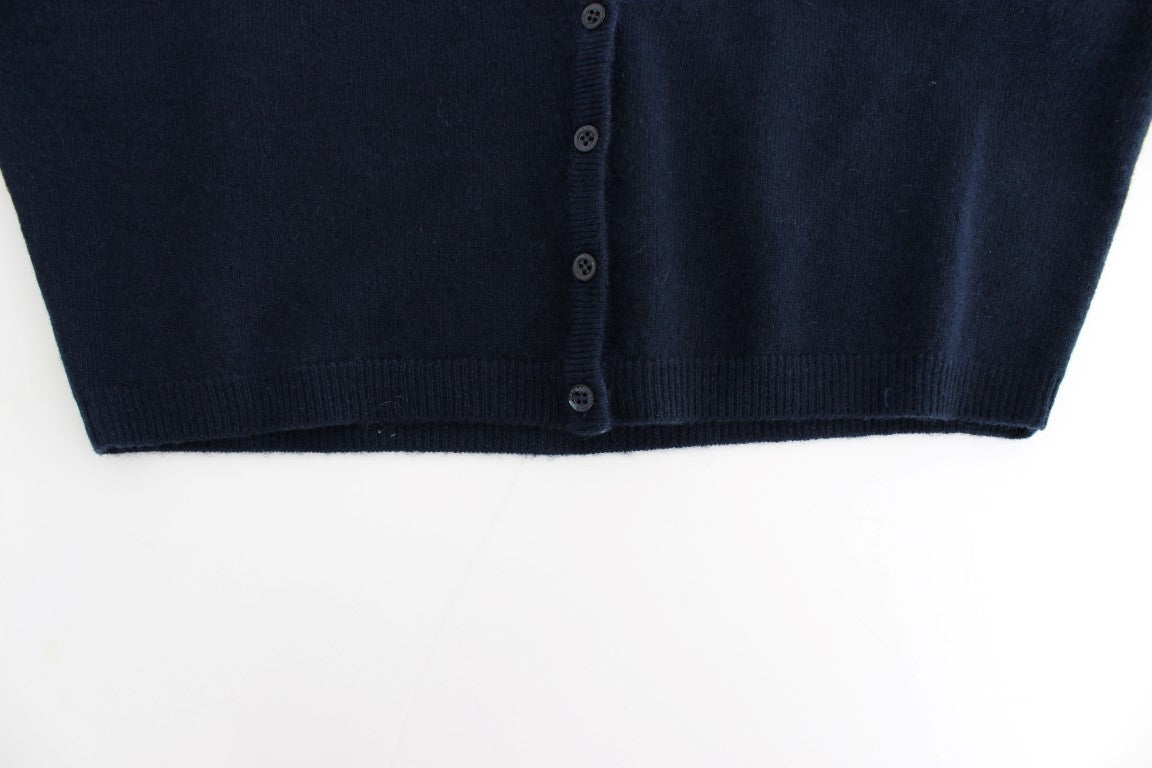 Pull cardigan en cachemire bleu