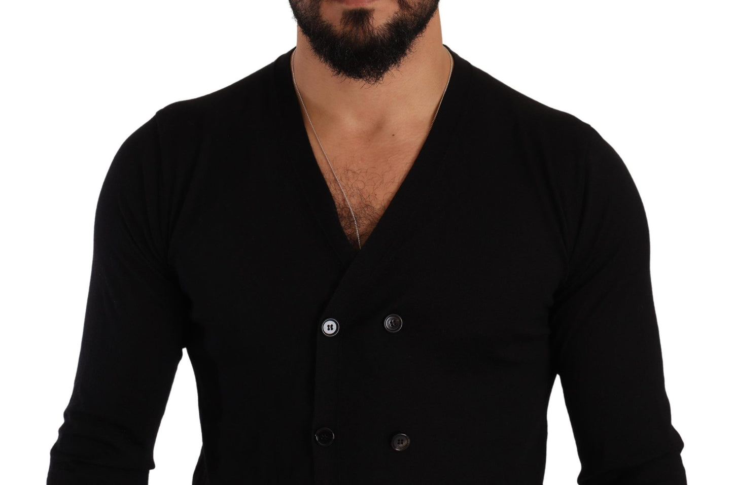 Maglione cardigan abbottonato in cashmere nero