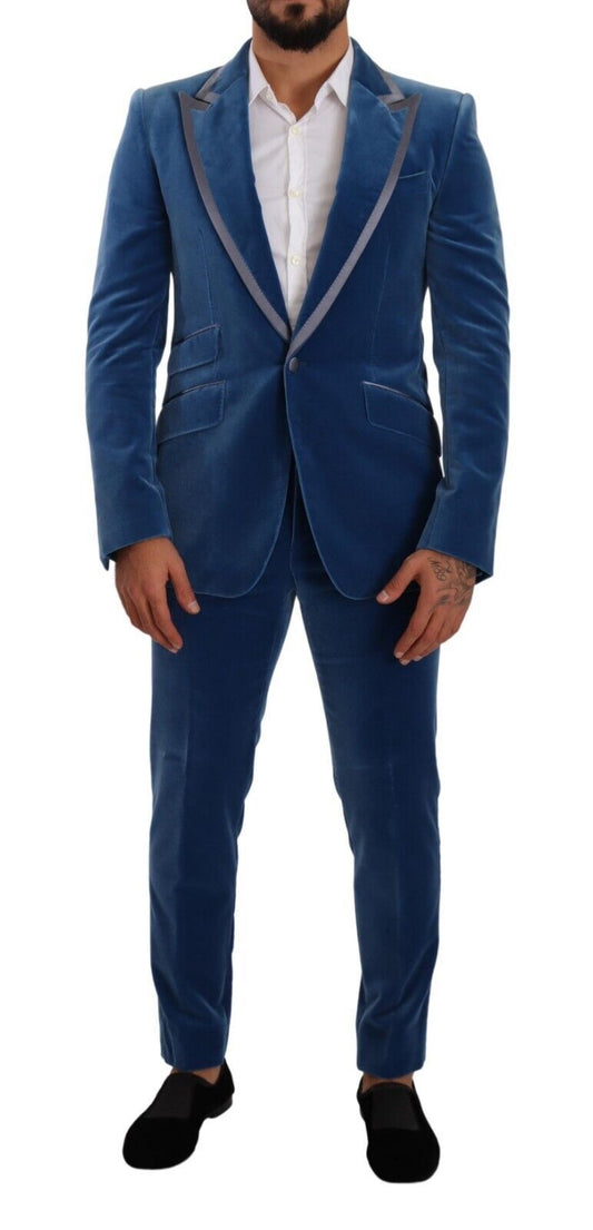 Dolce &amp; Gabbana Eleganter Slim Fit-Anzug in blauem Samt