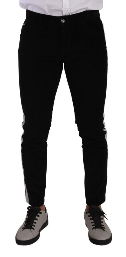 Schwarze Skinny-Cordjeans aus Baumwollstretch