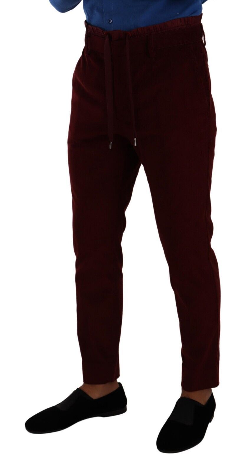 Pantaloni eleganti da uomo in velluto bordeaux