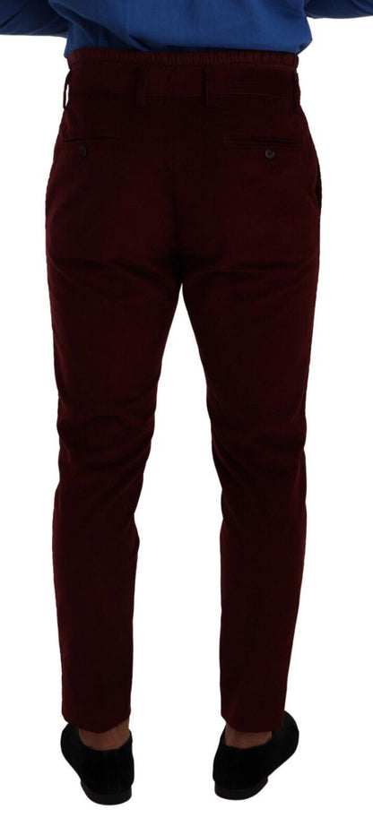 Pantaloni eleganti da uomo in velluto bordeaux