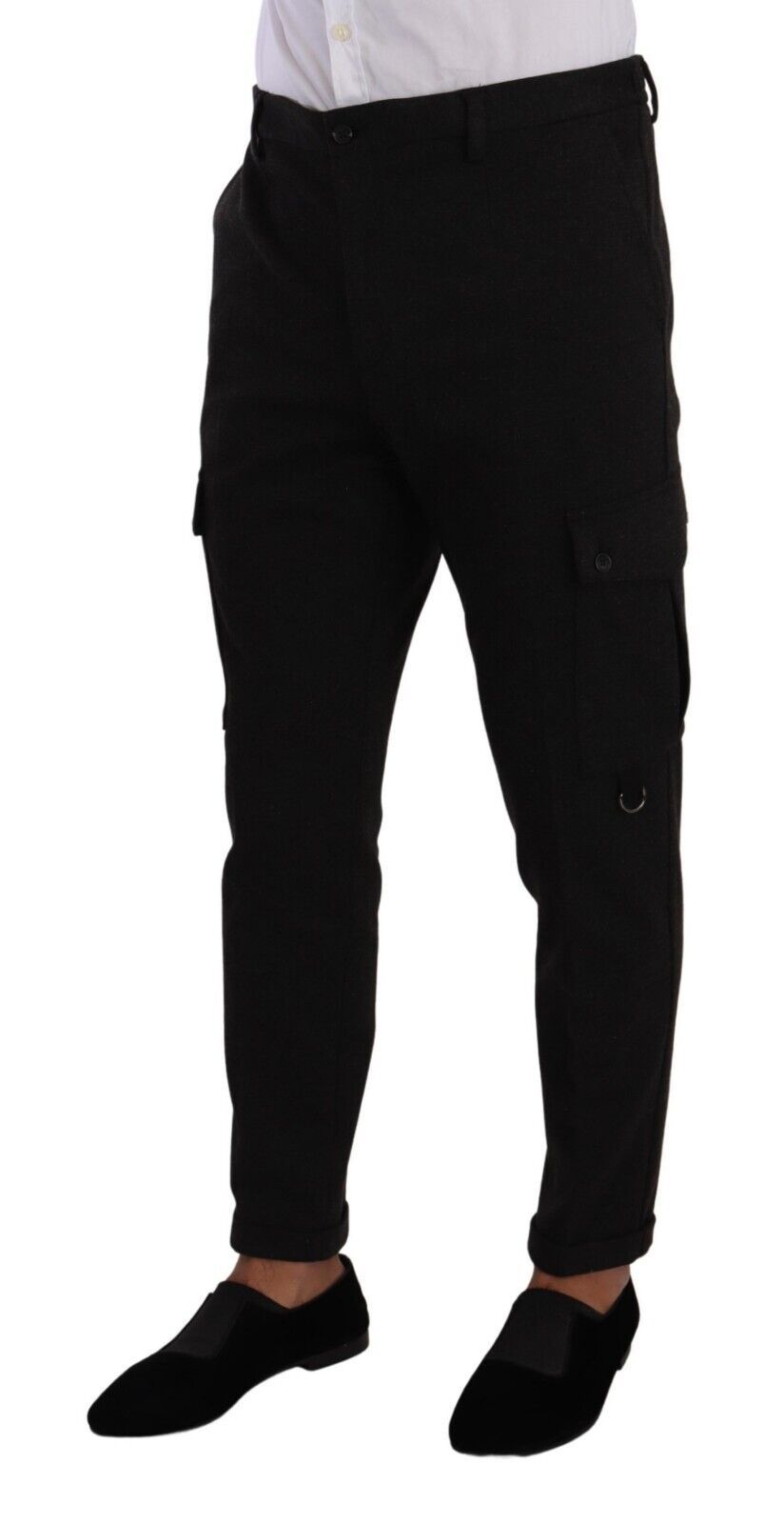 Schwarze Viskose-Cargo-Skinny-Hosen für Herren