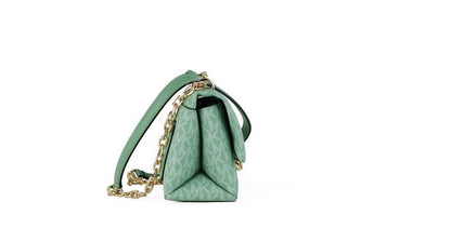 Borsa a tracolla convertibile con patta Cece piccola in PVC verde mare