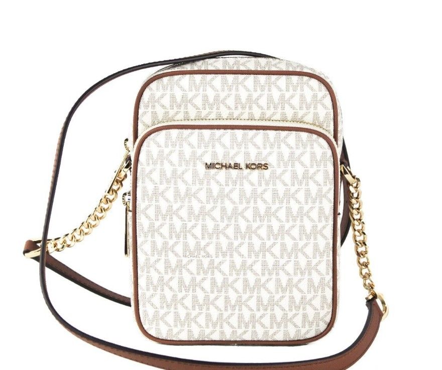 Michael Kors – Jet Set – Umhängetasche aus PVC „North South Chain“ in Vanille