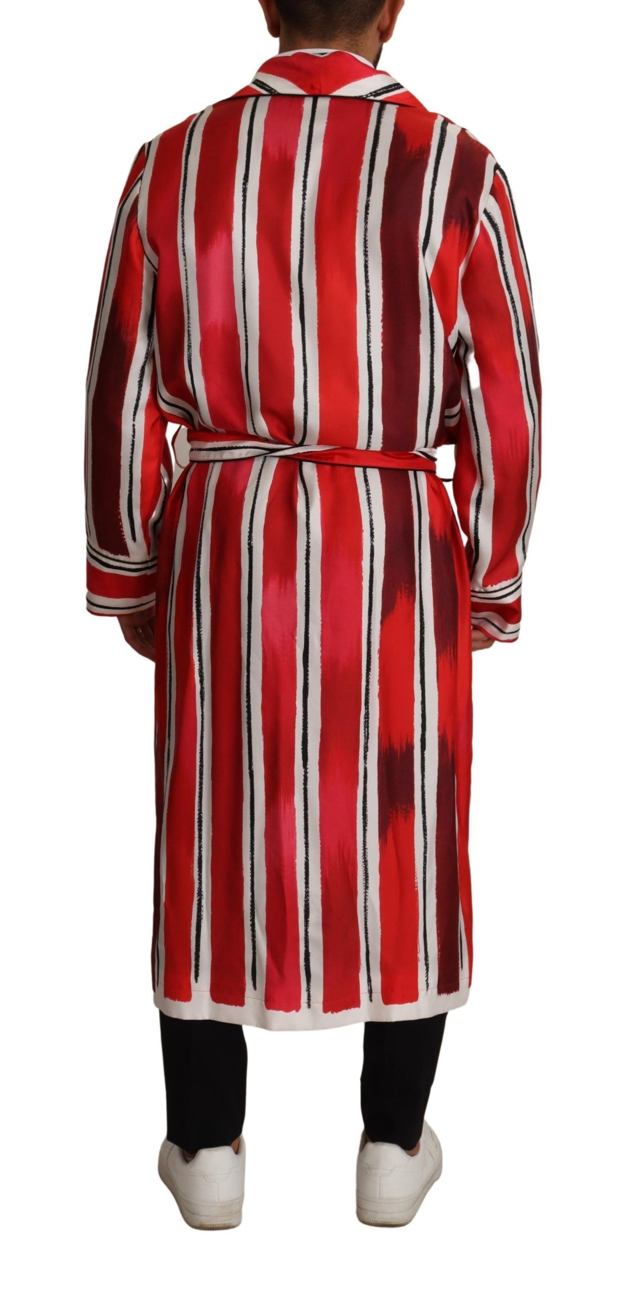 Dolce & Gabbana Chic Striped Silk Sleepwear Robe