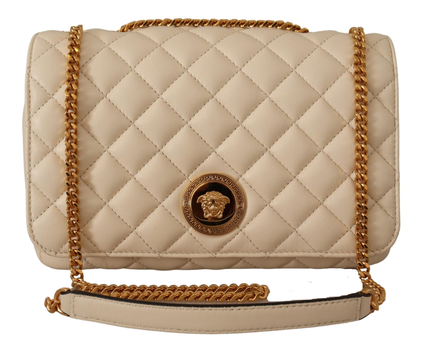 Versace Elegant White Nappa Leather Shoulder Bag