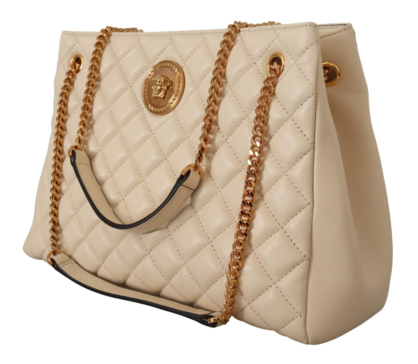 Versace – Elegante Tragetasche aus gestepptem Nappaleder