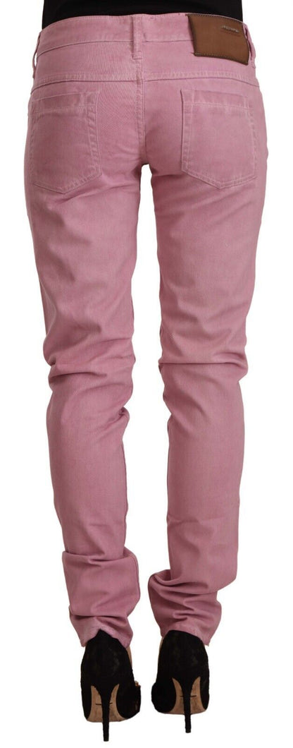 Jeans skinny in denim da donna slim fit in cotone rosa