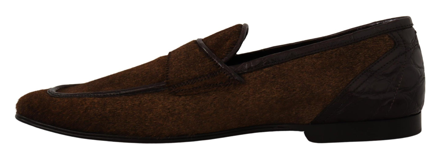 Schuhe Kleid Loafers Braune Leder-Slip-Schuhe