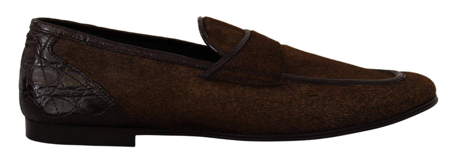 Schuhe Kleid Loafers Braune Leder-Slip-Schuhe