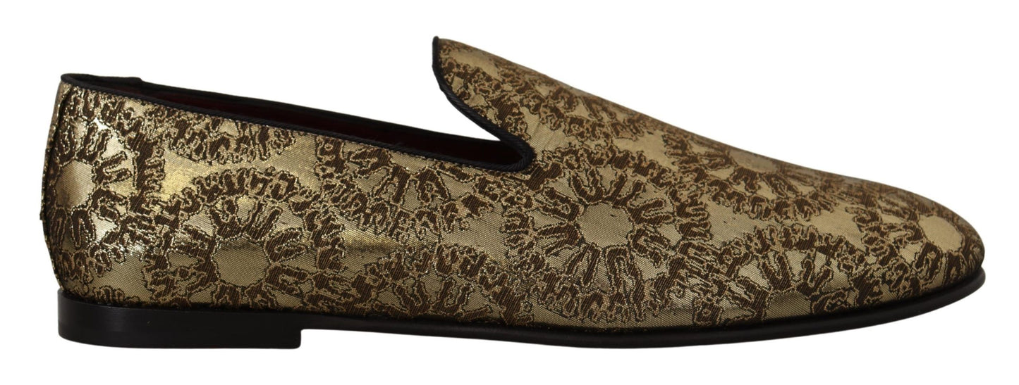 Goldene Jacquard-Flats Herren-Loafer-Schuhe