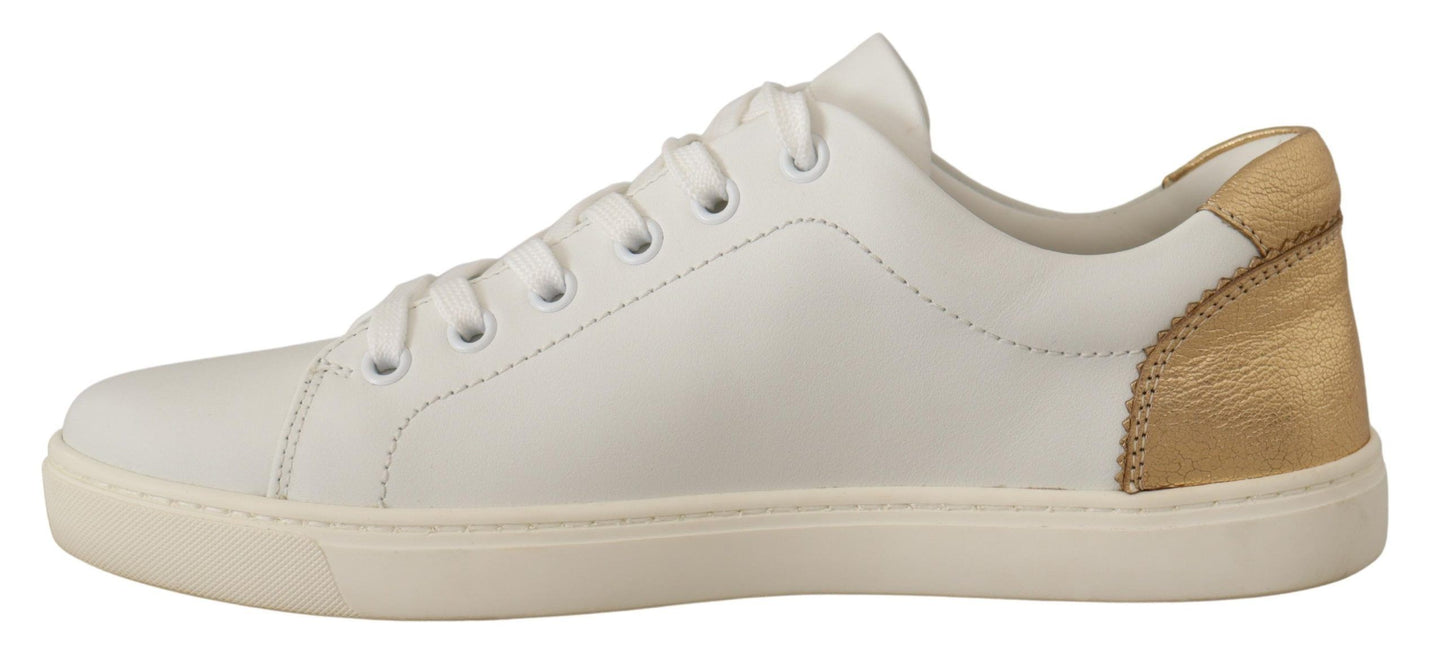 Sneakers basse in pelle oro bianco