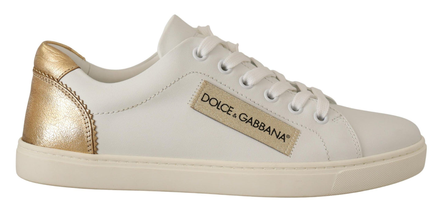 Sneakers basse in pelle oro bianco