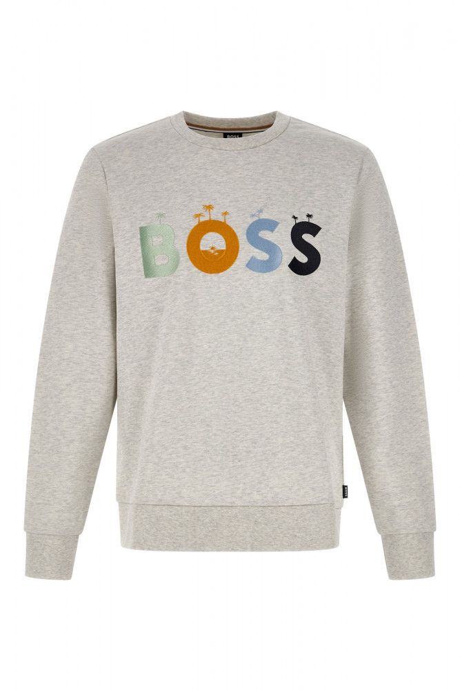 Graues Sweatshirt aus Baumwolle mit Logodetails