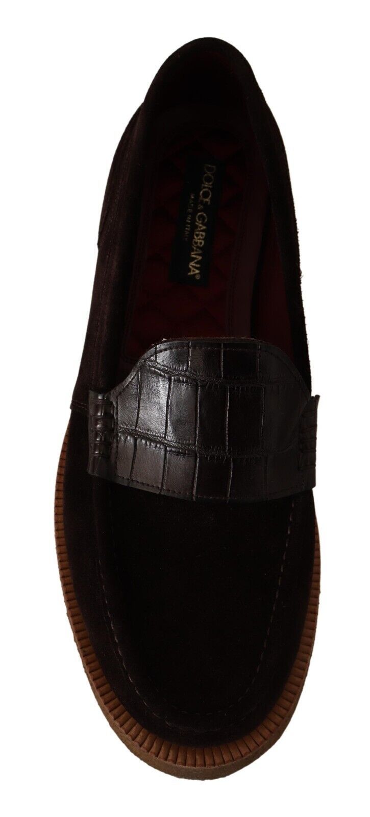 Dolce &amp; Gabbana Elegante Loafer aus Wildleder-Krokodil in Braun