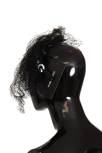 Fascia per capelli con diadema fascinator con logo nero