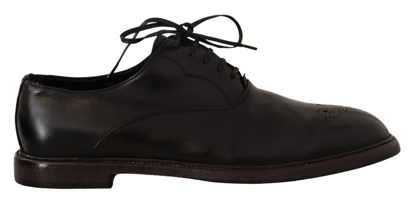 Scarpe derby stringate da uomo in pelle nera