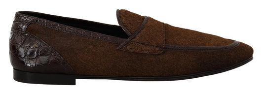 Mocassini slip-on da uomo in pelle esotica marrone