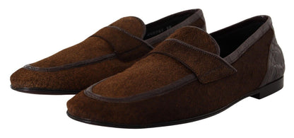 Braune Herren-Slipper aus exotischem Leder