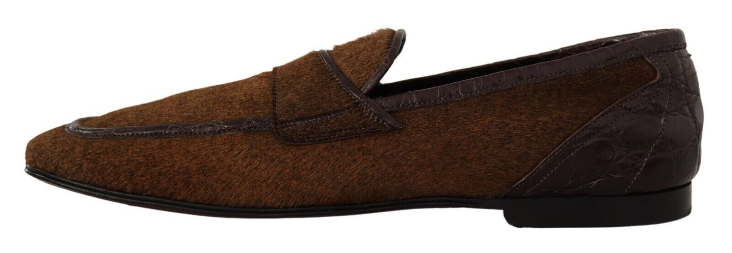 Braune Herren-Slipper aus exotischem Leder