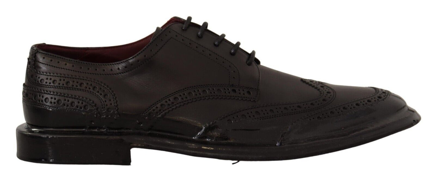 Scarpe derby formali con punta alare Oxford in pelle nera