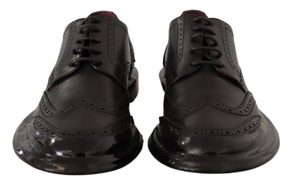 Scarpe derby formali con punta alare Oxford in pelle nera