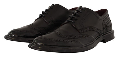 Scarpe derby formali con punta alare Oxford in pelle nera