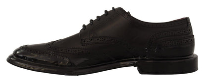 Scarpe derby formali con punta alare Oxford in pelle nera